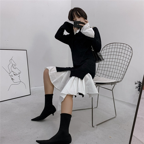 Rochie lunga asimetrica din tricotat subtire