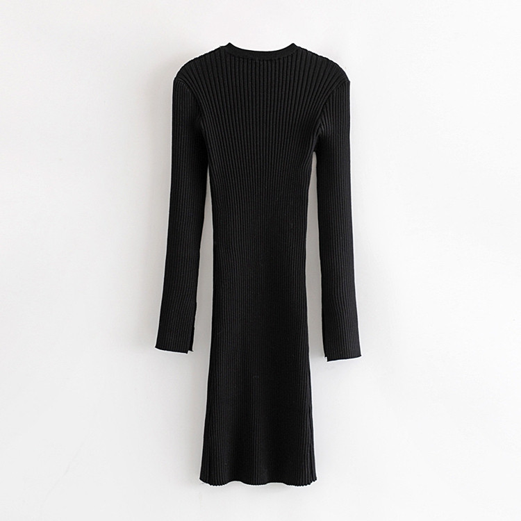 Μακρύ  γυναικείο φόρεμα με κουμπιά και  σχισμή σε μαύρο χρώμα