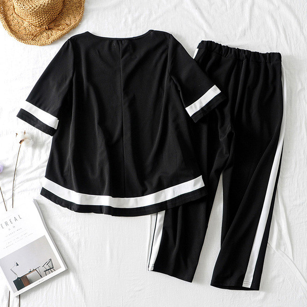 Modern női szett két részes fehér és fekete színben