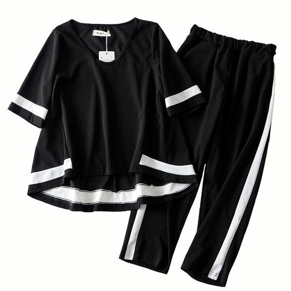 Modern női szett két részes fehér és fekete színben