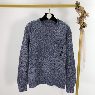 Νέο μοντέλο γυναικείο πουλόβερ με τσέπη και λαιμό O σε διάφορα χρώματα