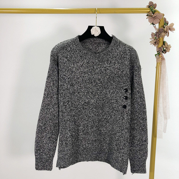 Νέο μοντέλο γυναικείο πουλόβερ με τσέπη και λαιμό O σε διάφορα χρώματα