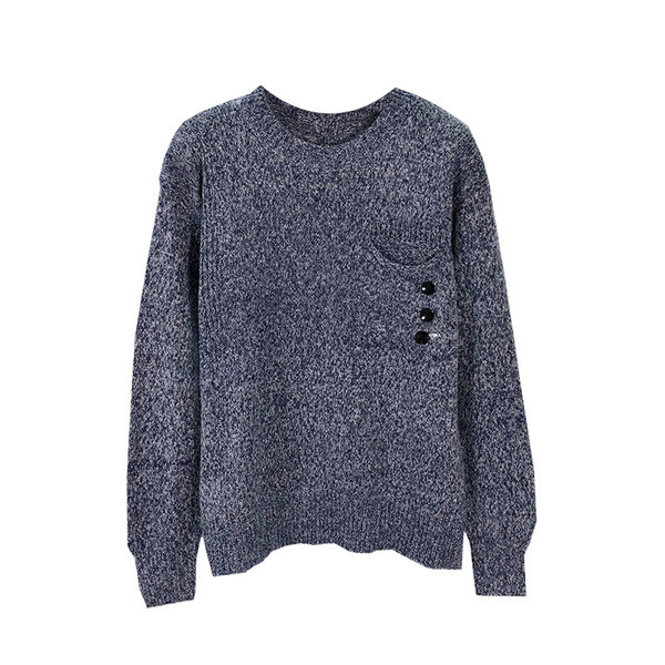 Νέο μοντέλο γυναικείο πουλόβερ με τσέπη και λαιμό O σε διάφορα χρώματα