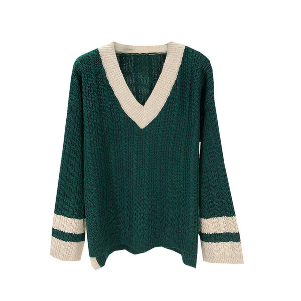 Νέο μοντέλο καθημερινό  γυναικείο πουλόβερ με λαιμόκοψη σε δύο χρώματα