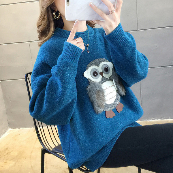 Χειμερινό γυναικείο πουλόβερ  με τρισδιάστατο στοιχείο σε διάφορα χρώματα