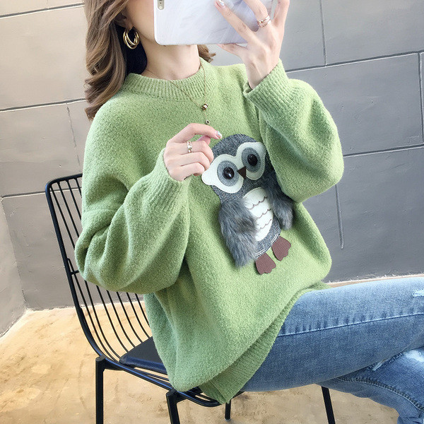 Χειμερινό γυναικείο πουλόβερ  με τρισδιάστατο στοιχείο σε διάφορα χρώματα