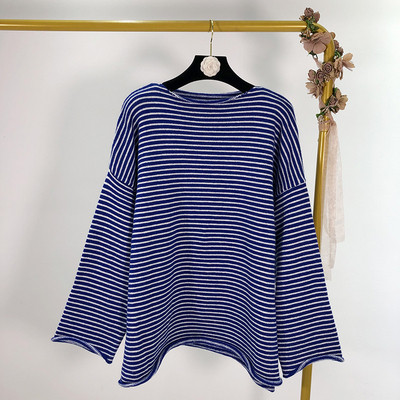 Γυναικείο ριγέ πουλόβερ σε τέσσερα χρώματα - ευρύ μοντέλο