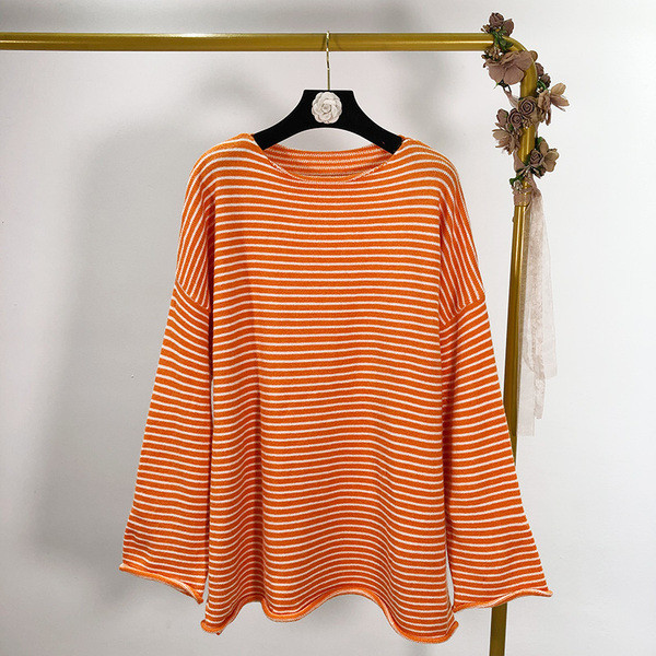 Γυναικείο ριγέ πουλόβερ σε τέσσερα χρώματα - ευρύ μοντέλο