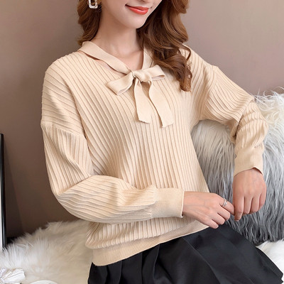 Γυναικεία πλεκτή μπλούζα με κορδέλα σε διάφορα χρώματα