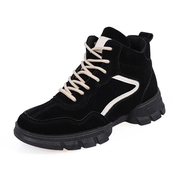 Adidasi de dama toamna-iarna din piele intoarsa ecologica in negru si maro