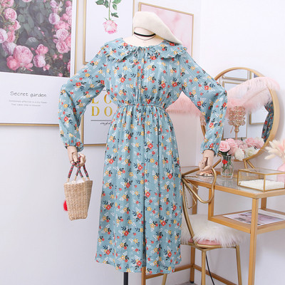 Casual γυναικείο φόρεμα με μακριά μανίκια και floral μοτίβα