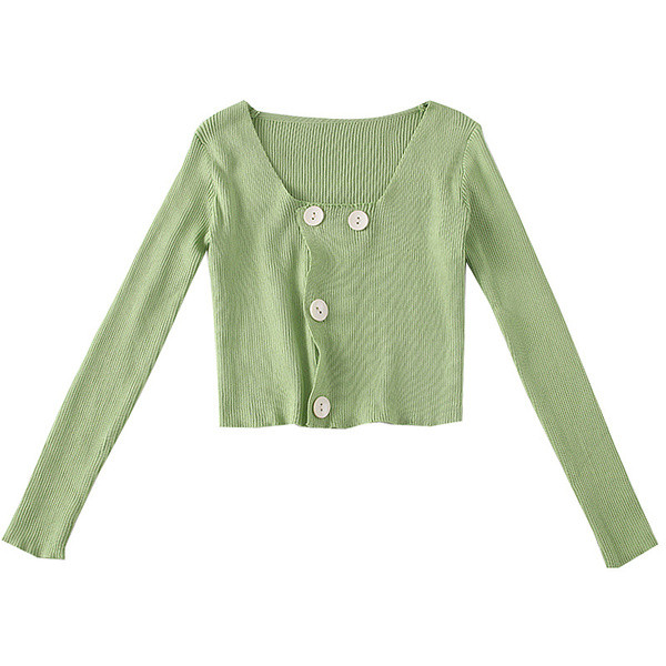 Pulover de damă modern cu decolteu pătrat în alb, negru și verde