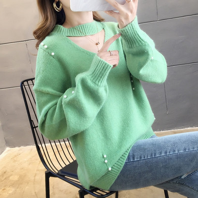 Γυναικ`ειο χειμωνιάτικο πουλόβερ με πέρλες  σε διάφορα χρώματα