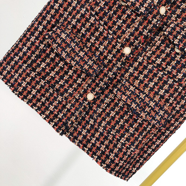 Γυναικείο καρό γιλέκο με τσέπες και κουμπιά