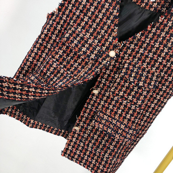 Γυναικείο καρό γιλέκο με τσέπες και κουμπιά