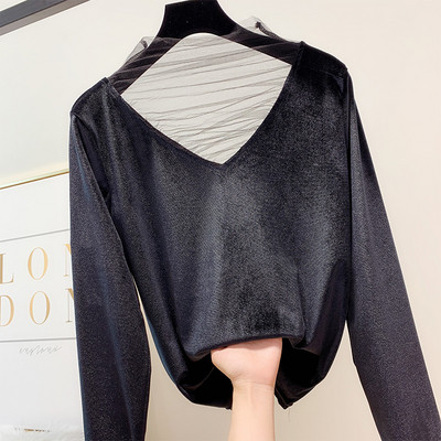 Μοντέρνα  γυναικεία μπλούζα βελούδο σε διάφορα χρώματα