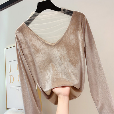 Μοντέρνα  γυναικεία μπλούζα βελούδο σε διάφορα χρώματα