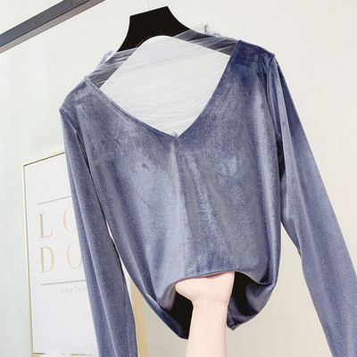 Μοντέρνα  γυναικεία μπλούζα βελούδο σε διάφορα χρώματα