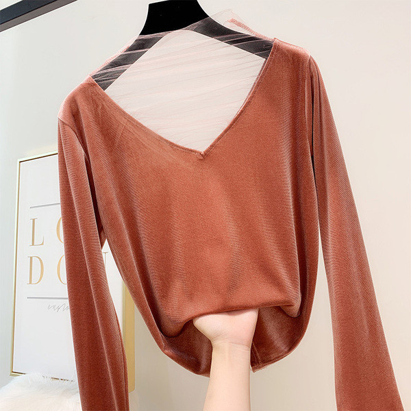 Μοντέρνα  γυναικεία μπλούζα βελούδο σε διάφορα χρώματα