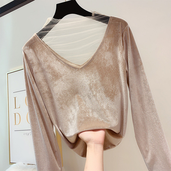 Μοντέρνα  γυναικεία μπλούζα βελούδο σε διάφορα χρώματα