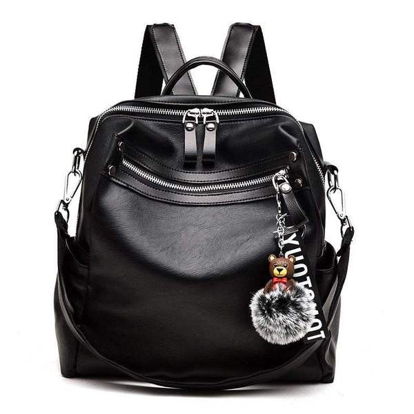 Μοντέρνο γυναικείο σακίδιο οικολογικό δερμάτινο σε μαύρο χρώμα