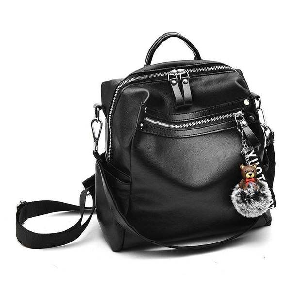 Μοντέρνο γυναικείο σακίδιο οικολογικό δερμάτινο σε μαύρο χρώμα