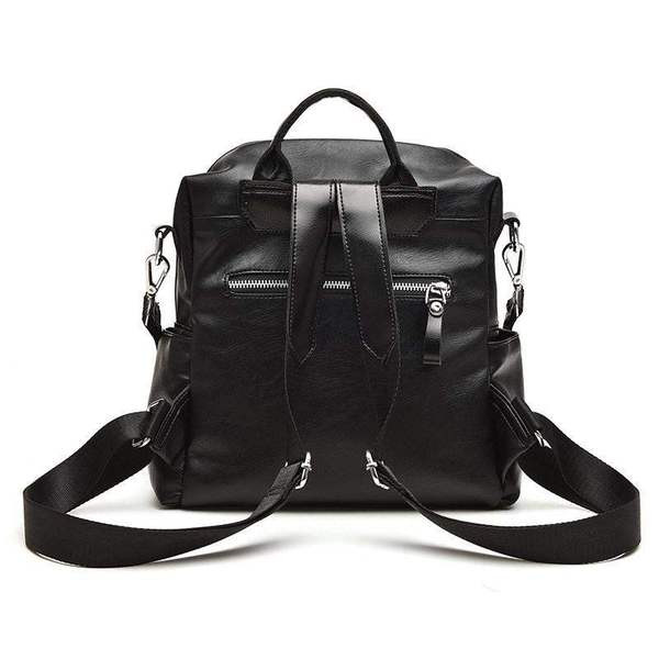 Μοντέρνο γυναικείο σακίδιο οικολογικό δερμάτινο σε μαύρο χρώμα