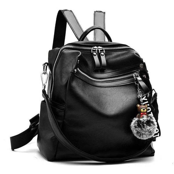 Μοντέρνο γυναικείο σακίδιο οικολογικό δερμάτινο σε μαύρο χρώμα