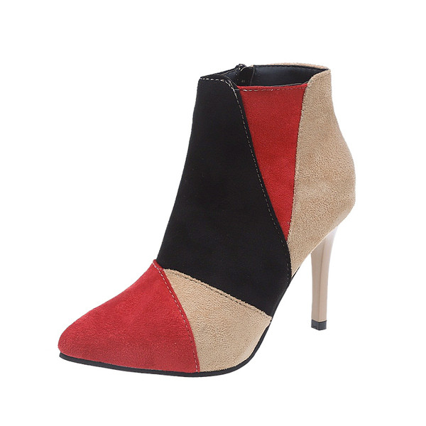 Cizme de dama stilate cu toc subtire in doua culori