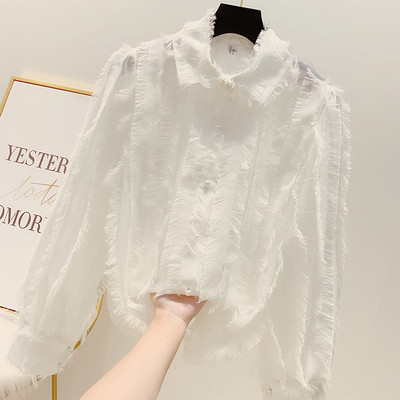 Cămașă de damă cu perle și guler în mai multe culori