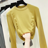 Μοντέρνα γυναικεία μπλούζα με στρογγυλό λαιμόκοψη σε διάφορα χρώματα