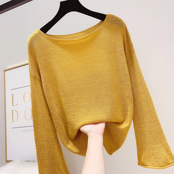 Γυναικείο πουλόβερ  με στρογγυλή λαιμόκοψη και μακρύ μανίκι