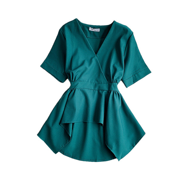 Κομψή ασύμμετρη γυναικεία μπλούζα με διάφορα χρώματα στο λαιμό V