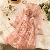 Rochie eleganta de dama cu efect stralucitor si tul in mai multe culori