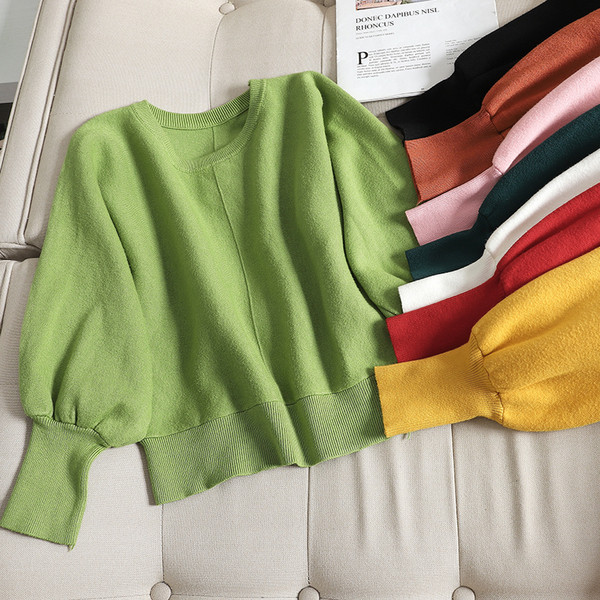 Γυναικείο πουλόβερ  με λαιμό O σε διάφορα χρώματα