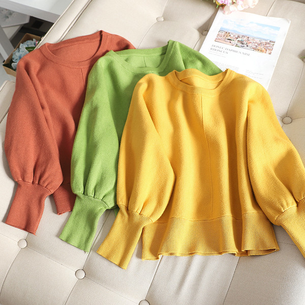 Γυναικείο πουλόβερ  με λαιμό O σε διάφορα χρώματα