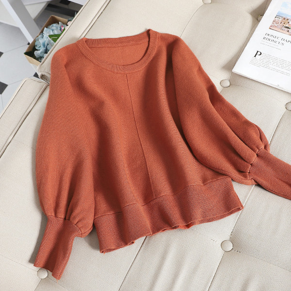 Γυναικείο πουλόβερ  με λαιμό O σε διάφορα χρώματα