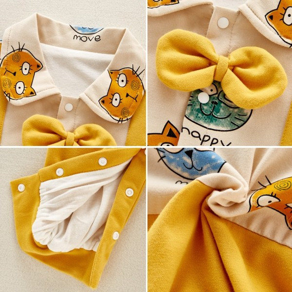 Βρεφική σαλοπέτα με κουμπιά σε κίτρινο και μπλε χρώμα