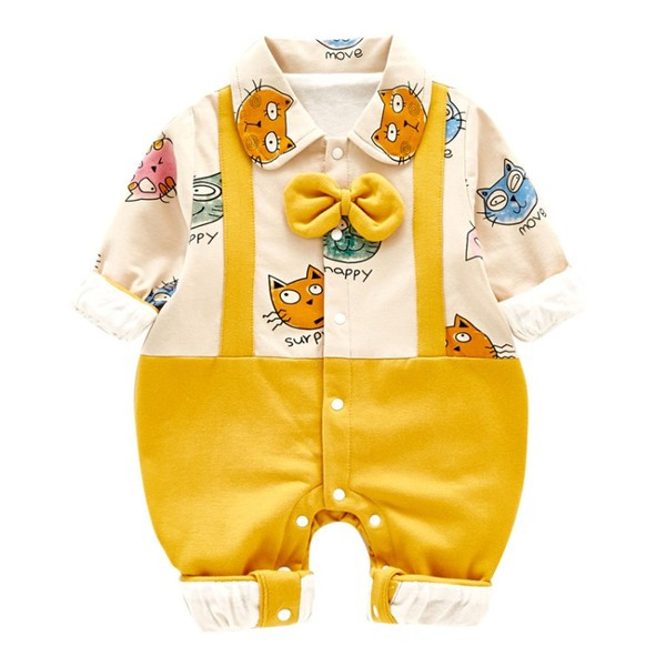 Βρεφική σαλοπέτα με κουμπιά σε κίτρινο και μπλε χρώμα