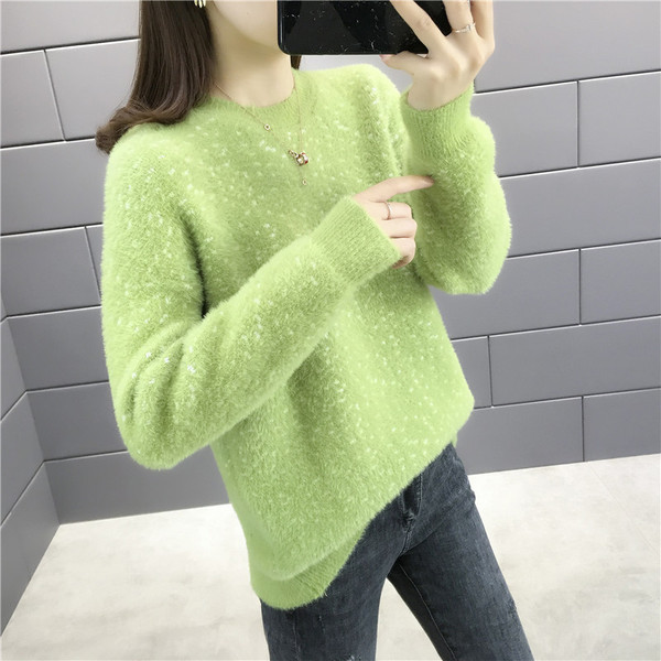 Γυναικείο casual πουλόβερ για το  χειμώνα με το λαιμό O σε διάφορα χρώματα