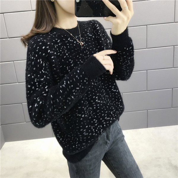 Γυναικείο casual πουλόβερ για το  χειμώνα με το λαιμό O σε διάφορα χρώματα