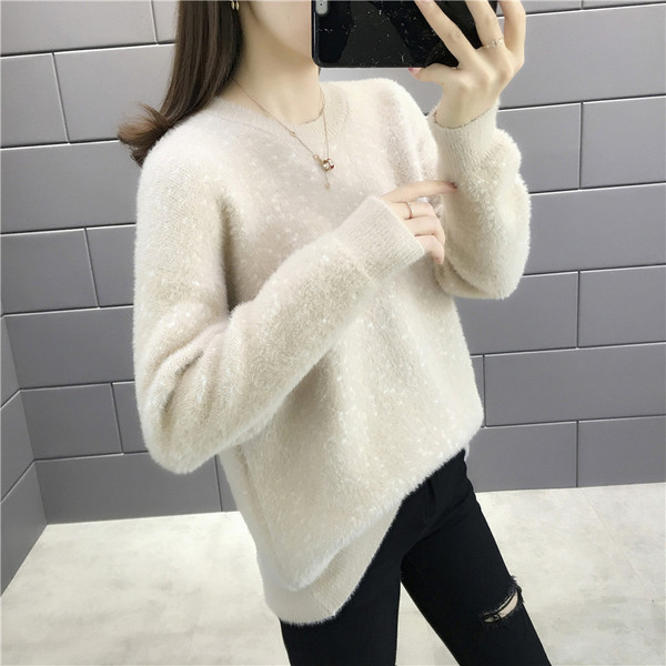 Γυναικείο casual πουλόβερ για το  χειμώνα με το λαιμό O σε διάφορα χρώματα