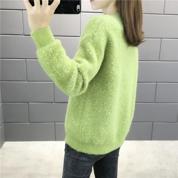 Γυναικείο casual πουλόβερ για το  χειμώνα με το λαιμό O σε διάφορα χρώματα