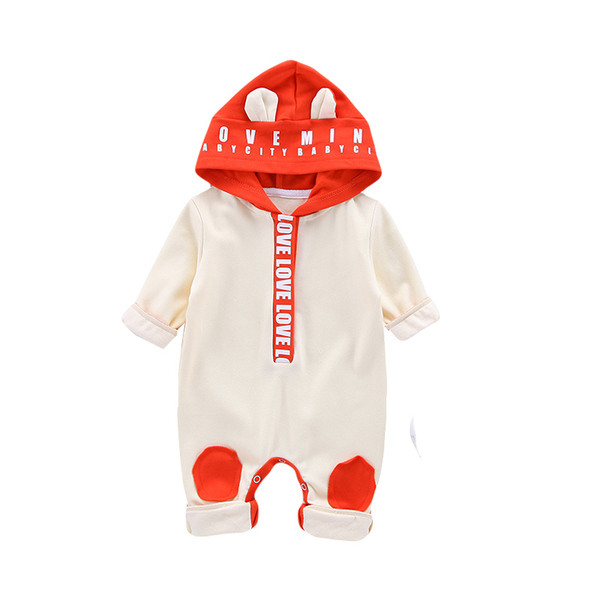 Salopetă modernă pentru copii pentru băieți cu glugă în alb