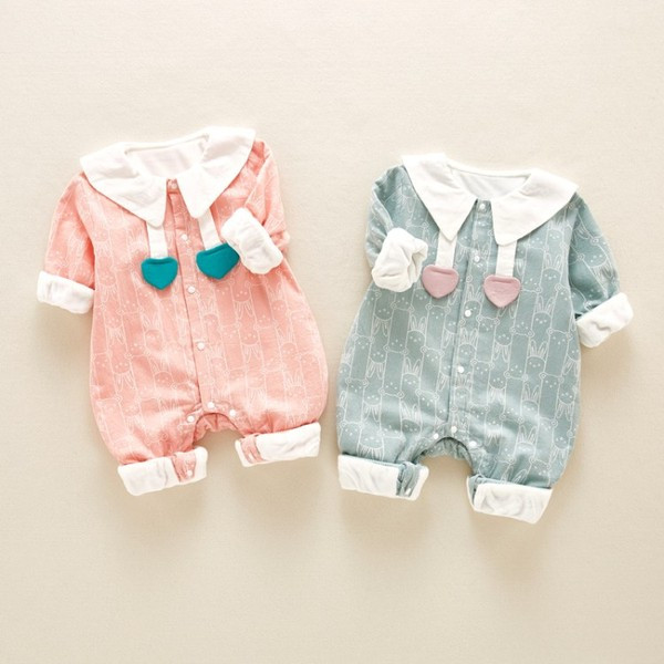 Νέο μοντέλο βρεφική σαλοπέτα  για κορίτσια με κολάρο σε ροζ και μπλε χρώμα