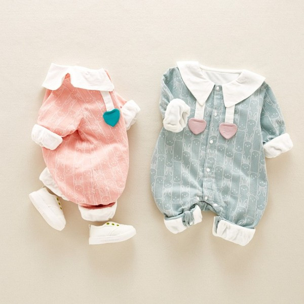 Νέο μοντέλο βρεφική σαλοπέτα  για κορίτσια με κολάρο σε ροζ και μπλε χρώμα