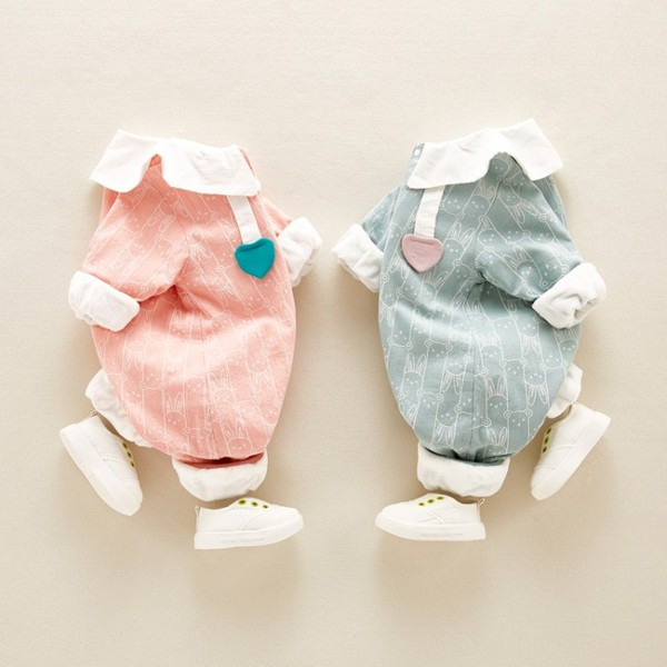 Νέο μοντέλο βρεφική σαλοπέτα  για κορίτσια με κολάρο σε ροζ και μπλε χρώμα