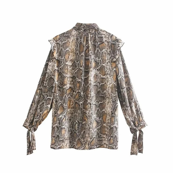 Cămașă de damă de ultimă generație cu șireturi și model animal