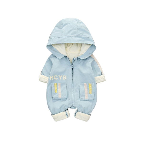 Μοντέρνα βρεφική ολόσωμη φόρμα  για αγόρια και κορίτσια με τσέπες και κουκούλα