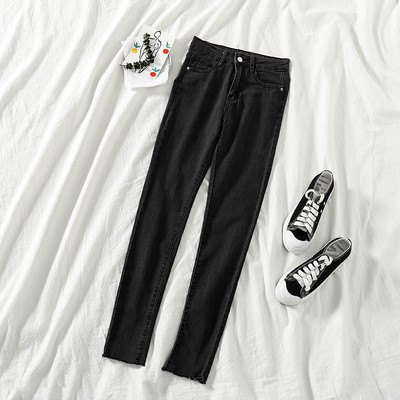 Γγυναικεία τζιν  με ψηλή μέση σε μαύρο και γκρι χρώμα